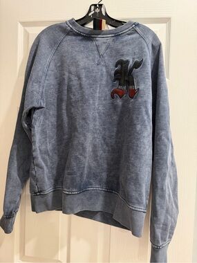 Kith Washed Blue Men's Crewneck Sweater with Embroidered 'K'